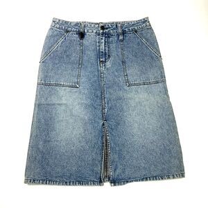 Mudd Denim Skirt Womens 5 Blue Button Front Midi 100% Cotton Casual Y2K 2000s